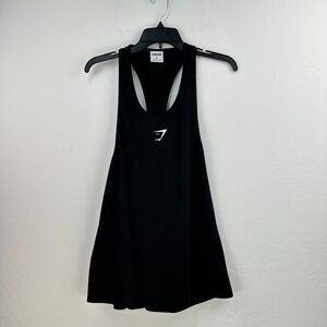 Gymshark 2.0 Stringer Tank Top Womens‎ Medium Black White Stretch Gym Racerback